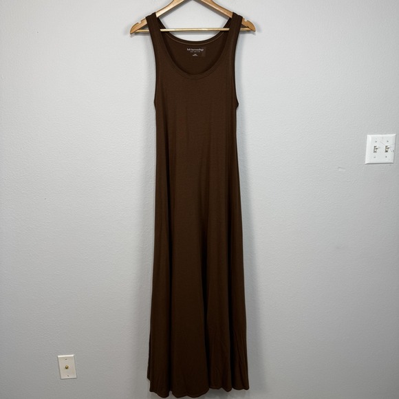 Soft Surroundings Dress Womens Large Brown Maxi Tank Pima Modal Pockets Vacation - Picture 1 of 13
